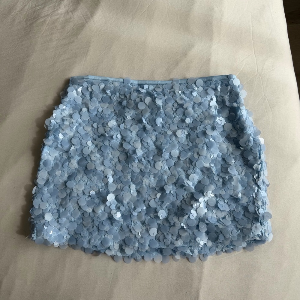 Zara Light Blue Sequin Mini Skirt